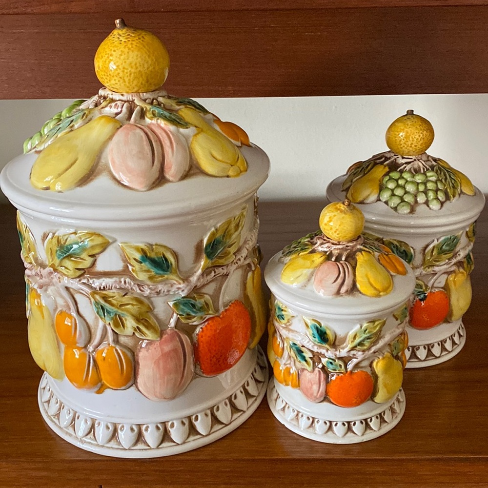 Vintage Lefton Fruit Canisters Set of 3